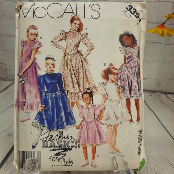 McCall's Sewing Pattern 3391 Fashion Basics for Kids Girl's Dresses Size 7 - Picture 1 of 7